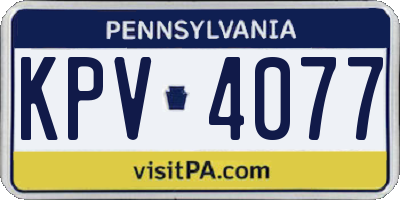 PA license plate KPV4077
