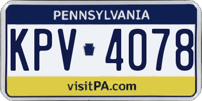PA license plate KPV4078