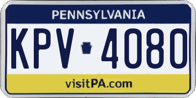 PA license plate KPV4080