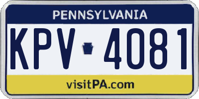 PA license plate KPV4081