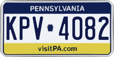 PA license plate KPV4082