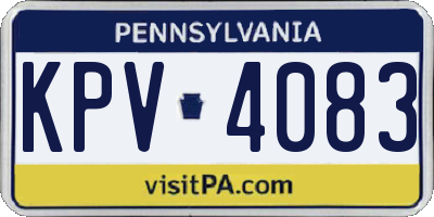 PA license plate KPV4083