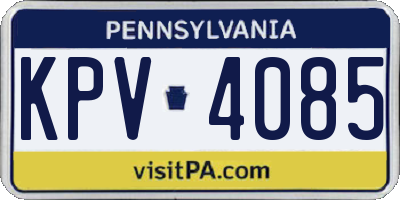 PA license plate KPV4085
