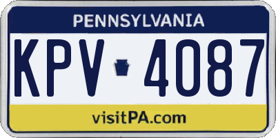PA license plate KPV4087