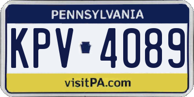 PA license plate KPV4089