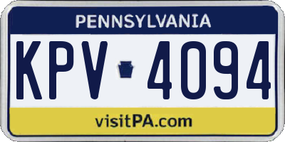 PA license plate KPV4094