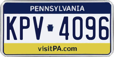 PA license plate KPV4096