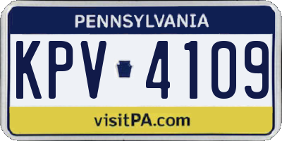 PA license plate KPV4109