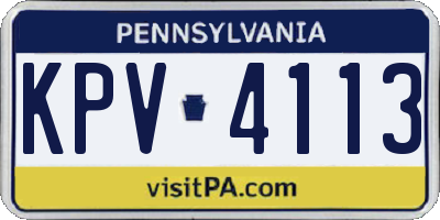 PA license plate KPV4113