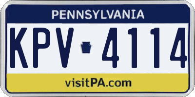 PA license plate KPV4114