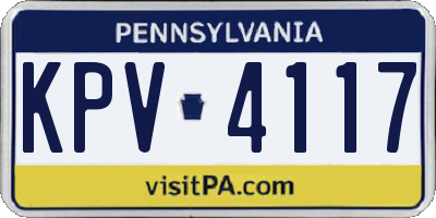 PA license plate KPV4117