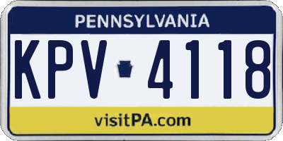 PA license plate KPV4118