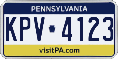 PA license plate KPV4123