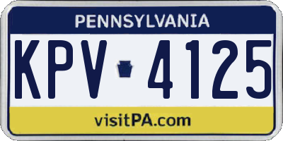 PA license plate KPV4125