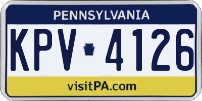 PA license plate KPV4126