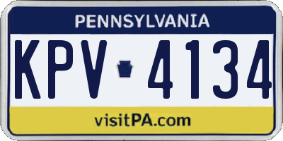 PA license plate KPV4134