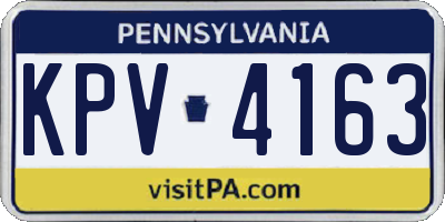 PA license plate KPV4163
