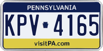 PA license plate KPV4165