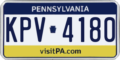 PA license plate KPV4180