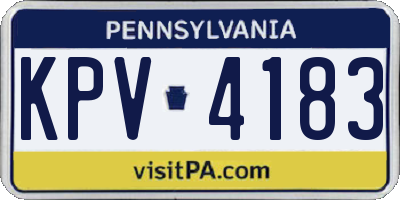 PA license plate KPV4183