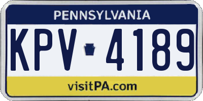 PA license plate KPV4189