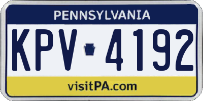 PA license plate KPV4192