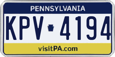 PA license plate KPV4194