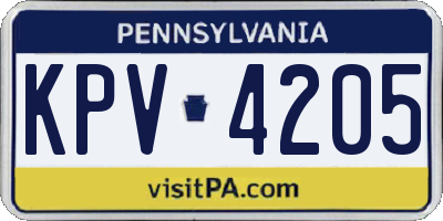 PA license plate KPV4205
