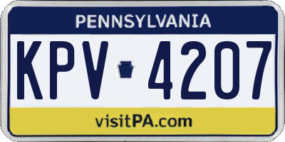 PA license plate KPV4207