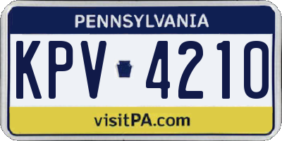 PA license plate KPV4210