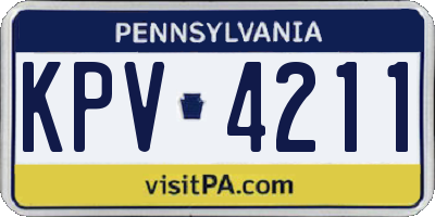 PA license plate KPV4211