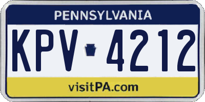 PA license plate KPV4212