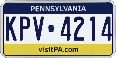 PA license plate KPV4214