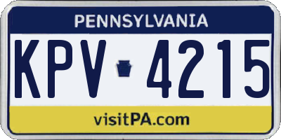 PA license plate KPV4215