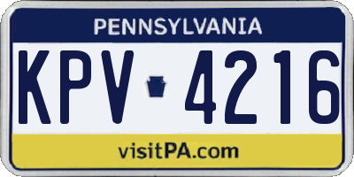 PA license plate KPV4216
