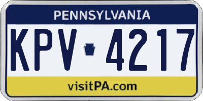 PA license plate KPV4217