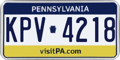 PA license plate KPV4218