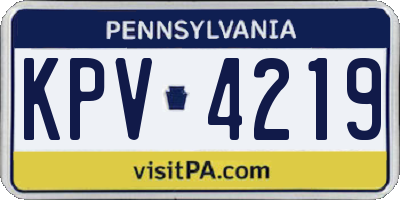 PA license plate KPV4219