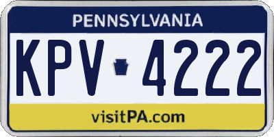 PA license plate KPV4222