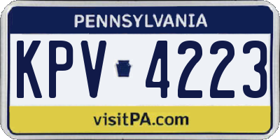 PA license plate KPV4223