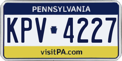 PA license plate KPV4227