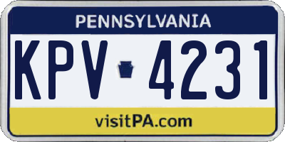 PA license plate KPV4231