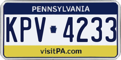 PA license plate KPV4233