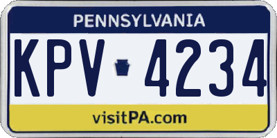 PA license plate KPV4234