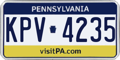PA license plate KPV4235