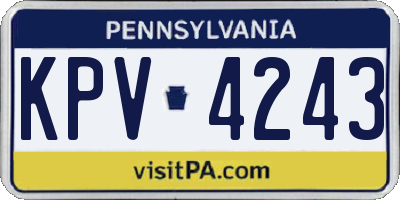 PA license plate KPV4243