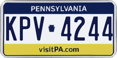 PA license plate KPV4244