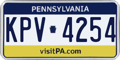 PA license plate KPV4254