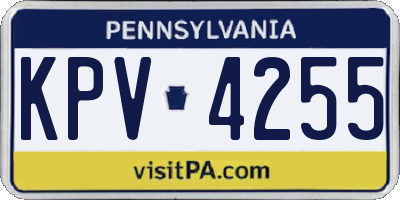 PA license plate KPV4255