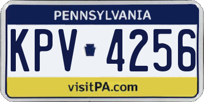 PA license plate KPV4256